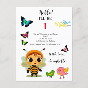 Garden Party Children Celebration Invitation Postcard