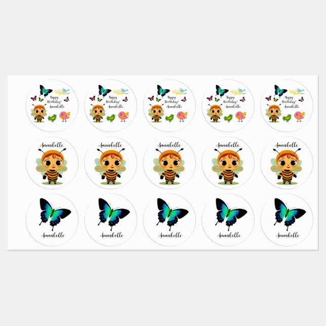 Garden Party Children Celebration Labels (Sheet)