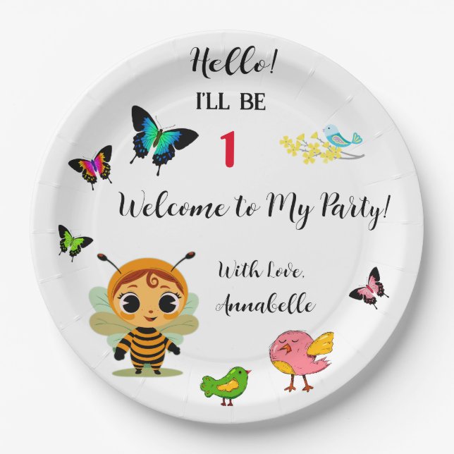 Garden Party Children Celebration Paper Plates (Front)