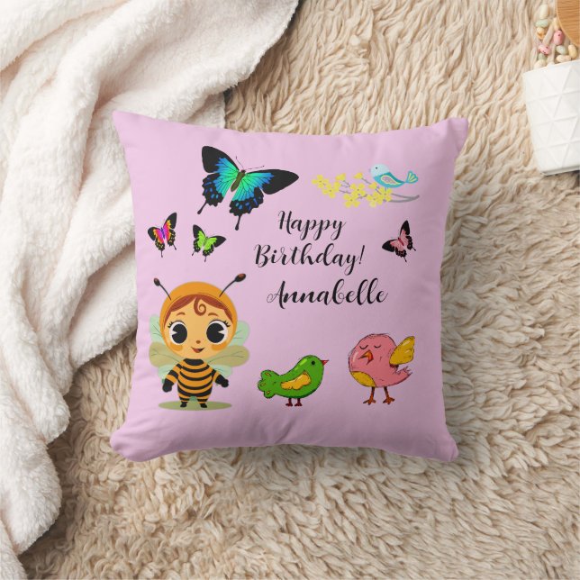 Garden Party Children Celebration Throw Pillow (Blanket)