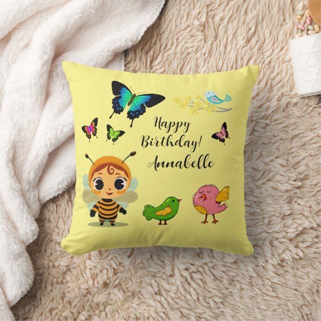 Garden Party Children Celebration Throw Pillow (Blanket)