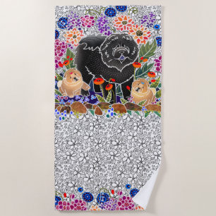 GARDEN PARTY chow beach towel white background