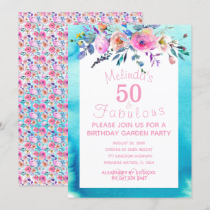Garden Party Custom 50 and Fabulous 50th Birthday Invitation