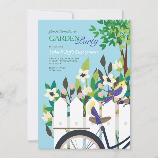 Garden Party Engagement Invitation (Front)