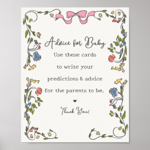 Garden Party Floral Baby Shower Advice for Baby Poster