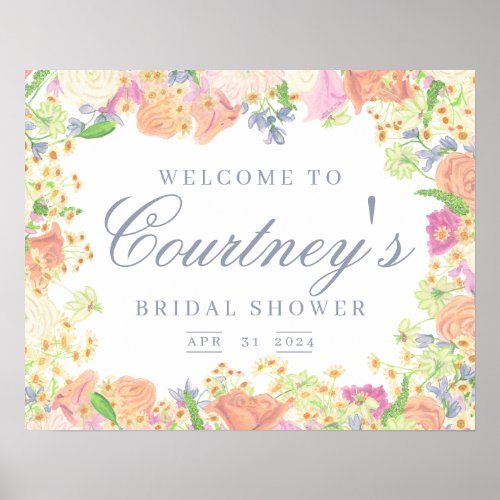 Garden Party Floral Bridal Shower Welcome Poster