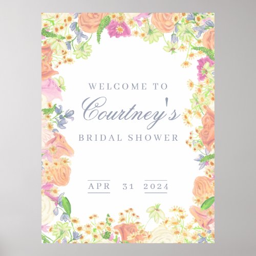 Garden Party Floral Bridal Shower Welcome Poster