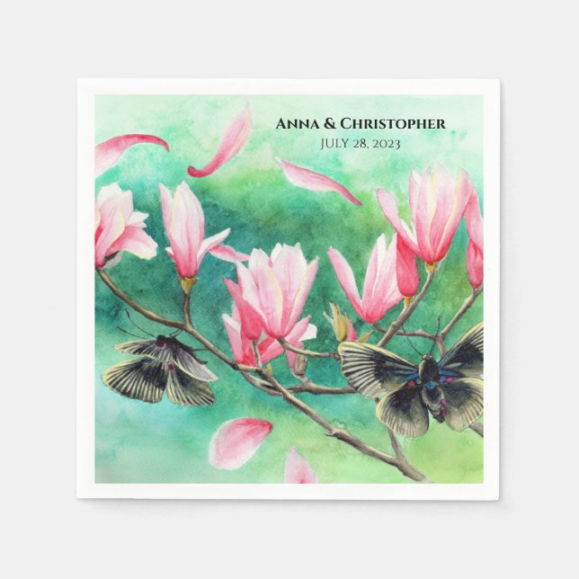 Garden Party! Floral w/ Butterflies, Personalized  Napkins (Front)