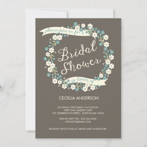 Garden Party Floral Wreath Bridal Shower Custom Invitation