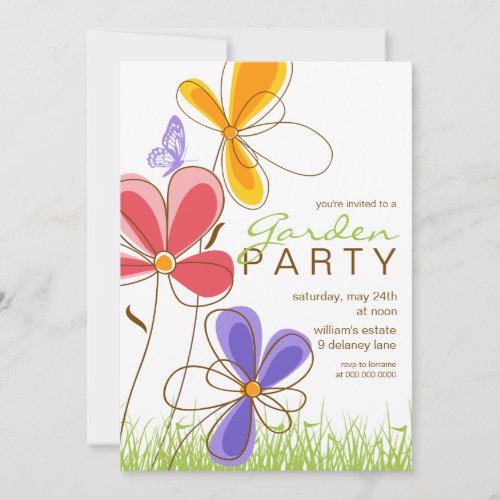 Garden Party | Flowers &amp; Butterfly Invitation