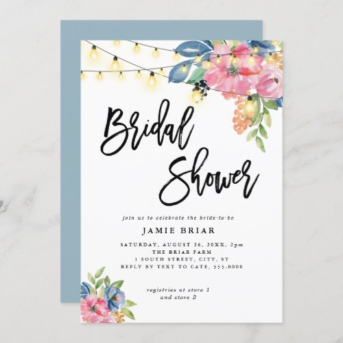Garden Party Flowers  Lights Bridal Shower Invitation