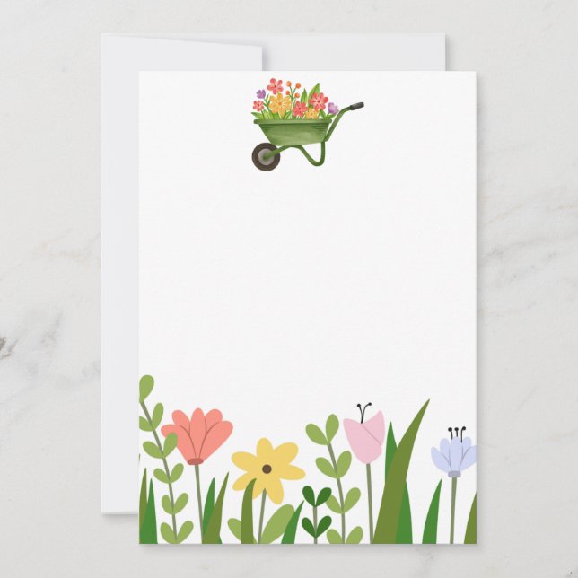 Garden Party Flowery Invitation Announcement (Front)