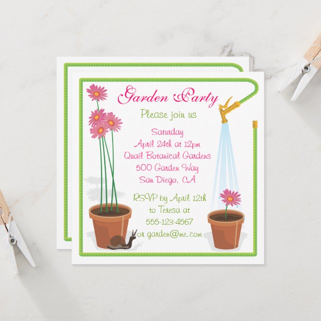 Garden Party Invitation (Front/Back In Situ)
