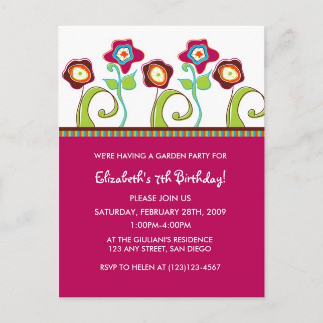 Garden Party Invitation Postcard (Front)