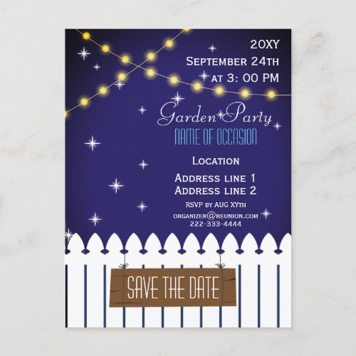 Garden party invitation postcard