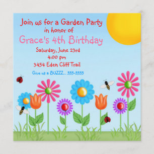Garden Party Ladybug Birthday Invitations