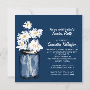 Garden Party Mason Jar & White Daisies Invitation