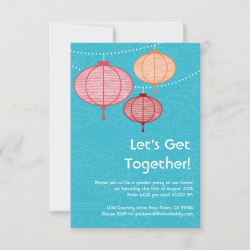 Garden Party Paper Lantern Invitations 3.5 x 5