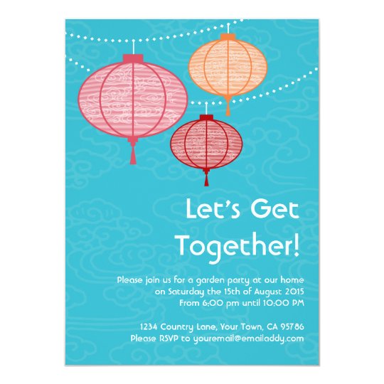 Garden Party Paper Lantern Invitations 5.5 x 7.5