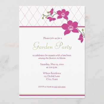 Garden Party Pink Orchid Invitations by holiday_tshirts at Zazzle