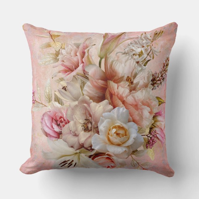 Garden Party Pink Throw Pillow (Front)