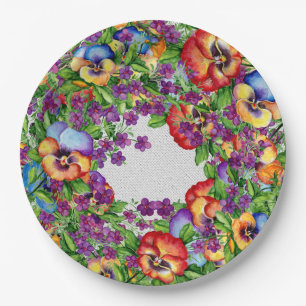 Garden Party Pretty Pansies Paper Plates