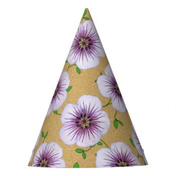 Garden Party Purple Flowers On Any Color Party Hat by KreaturFlora at Zazzle