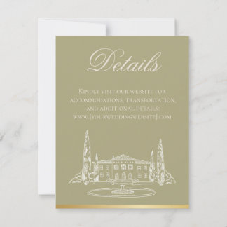 Garden Party Sage Wedding Invitation Details Card