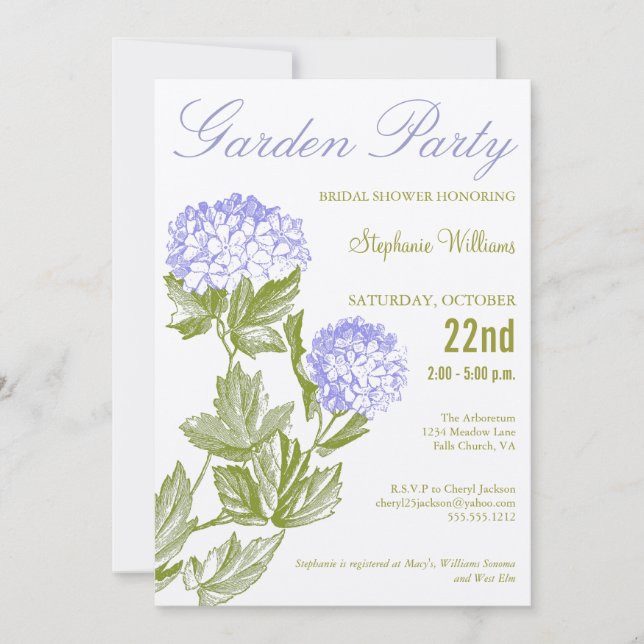 Garden Party Shower Invitation (Front)