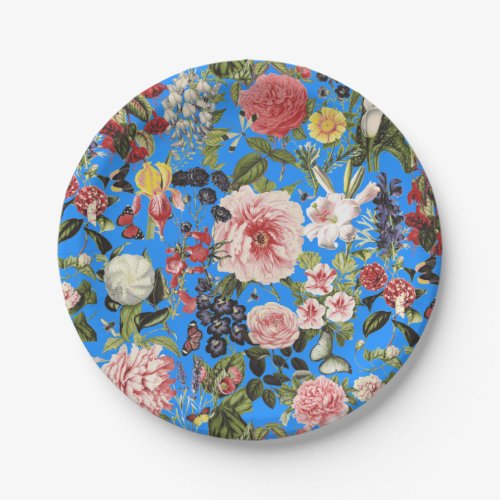 Garden Party Vintage Floral Green Thumb Birthday Paper Plates