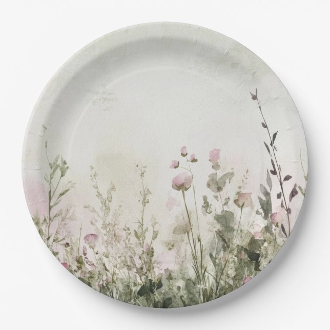 Garden Party Watercolor Floral Paper Paper Plates (Front)