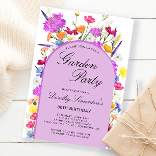 Garden Party Watercolor Wildflower 60th Birthday Invitation