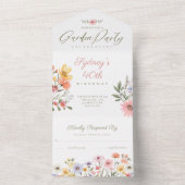 Garden Party Watercolor Wildflower Floral Birthday All In One Invitation (Inside)