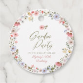 Garden Party Watercolor Wildflower Floral Birthday Favor Tags (Front)
