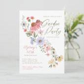 Garden Party Watercolor Wildflower Floral Birthday Invitation (Standing Front)
