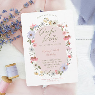 Garden Party Watercolor Wildflower Floral Birthday Invitation