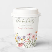 Garden Party Watercolor Wildflower Floral Birthday Paper Cups (Front)