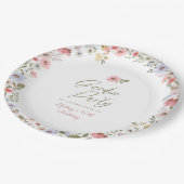 Garden Party Watercolor Wildflower Floral Birthday Paper Plates (Angled)