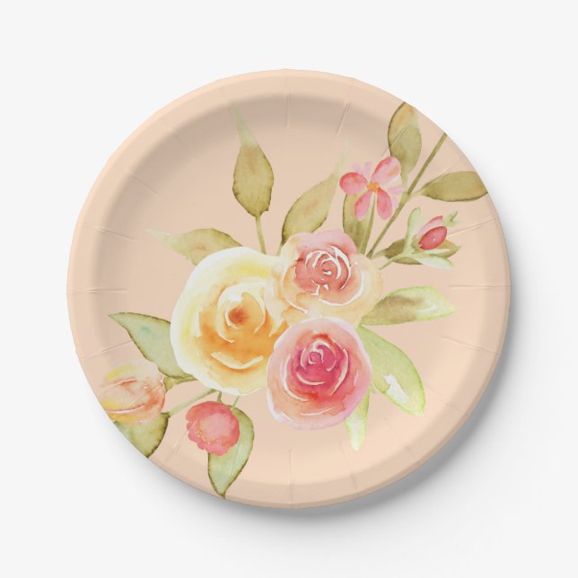 Garden Party Wedding Paper Plates (Front)