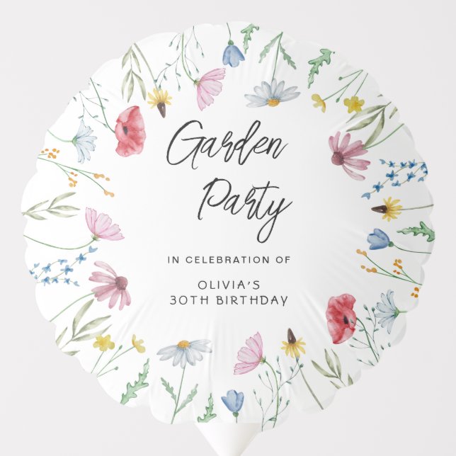 Garden Party Wildflowers Birthday Balloon (Front)