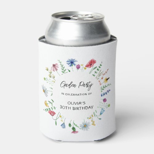Garden Party Wildflowers Birthday Can Cooler