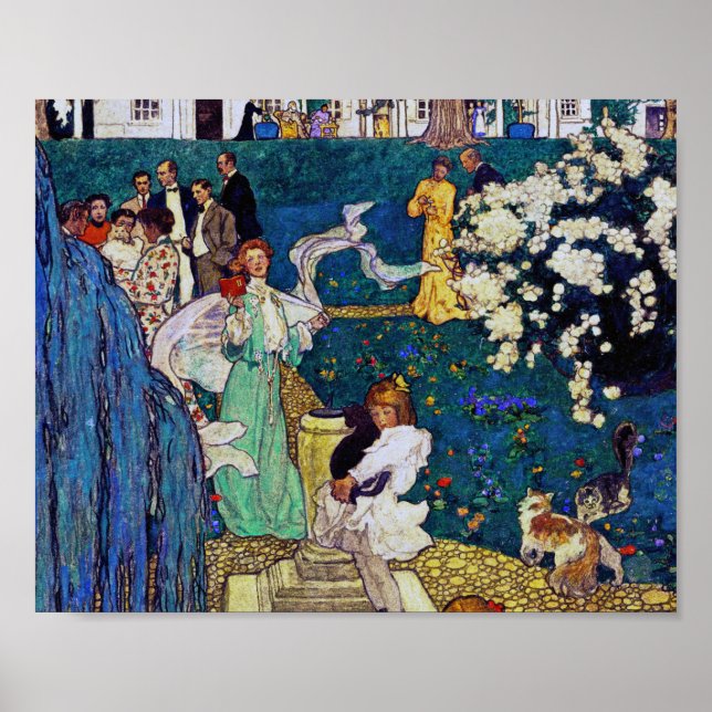 Garden Party with Cat, Jessie Willcox Smith Poster (Front)