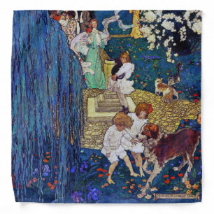 Garden Party with Dog & Cat, Jessie Willcox Smith Bandana