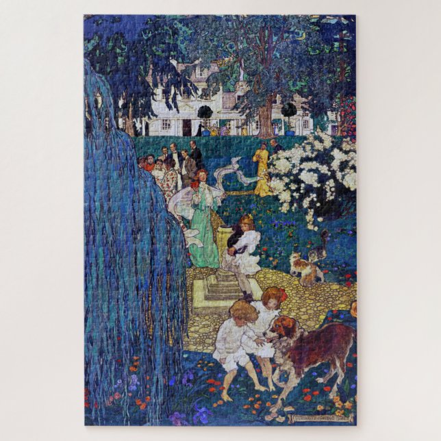 Garden Party with Dog & Cat, Jessie Willcox Smith Jigsaw Puzzle (Vertical)