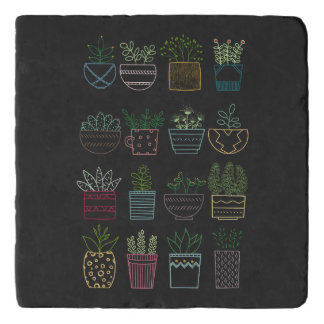 Garden Party with pots and flowers Trivet