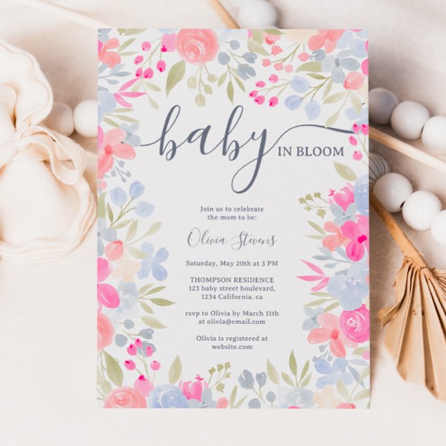 Garden pastel wild flowers spring baby shower invitation (Creator Uploaded)