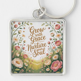 Garden Path Scene Grow With Grace Quote Keychain