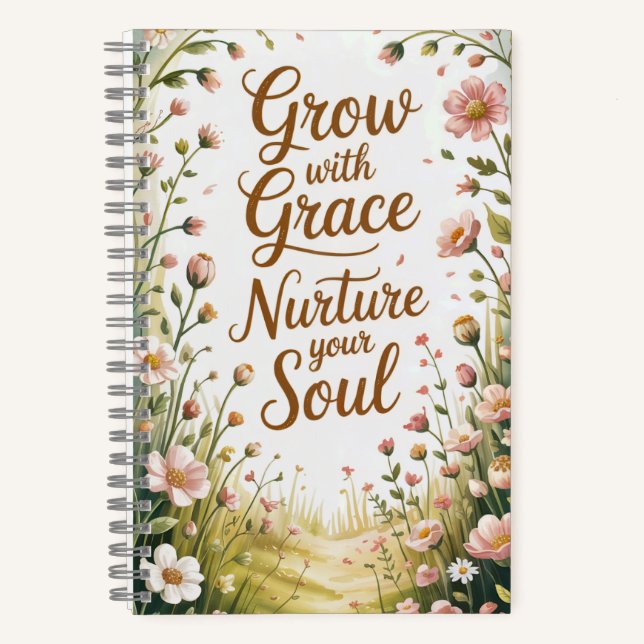 Garden Path Scene Grow With Grace Quote Notebook (Front)