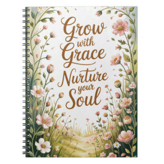 Garden Path Scene Grow With Grace Quote Notebook