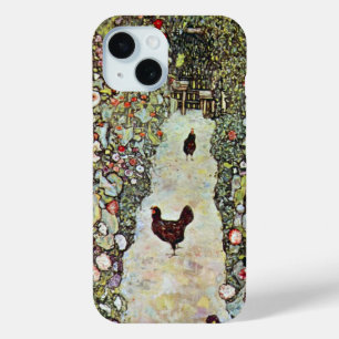 Garden Path w Chickens, Gustav Klimt, Art Nouveau iPhone 15 Case